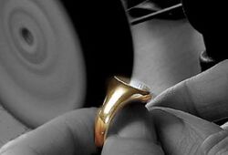 The signet ring is polished to a high gloss as the last operation. The signet ring is polished to a high gloss as the last operation.