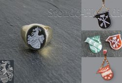 For particularly tradition-conscious bearers of coats of arms the coats of arms can be converted in different forms and stones. For particularly tradition-conscious bearers of coats of arms the coats of arms can be converted in different forms and stones.